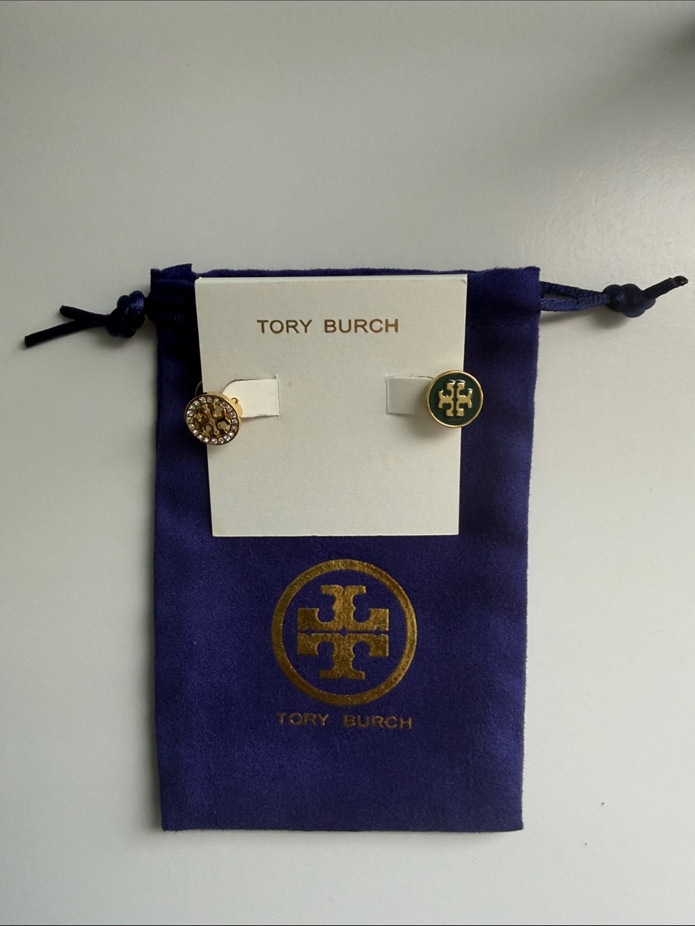 Tory Burch Reversible Green Enamel and Crystal GoldTone Icon Circle Earrings